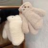 Girls Cute Windproof Plush Outdoor Thicken Women Winter Gloves Hanging Gloves Korean Mittens Bear