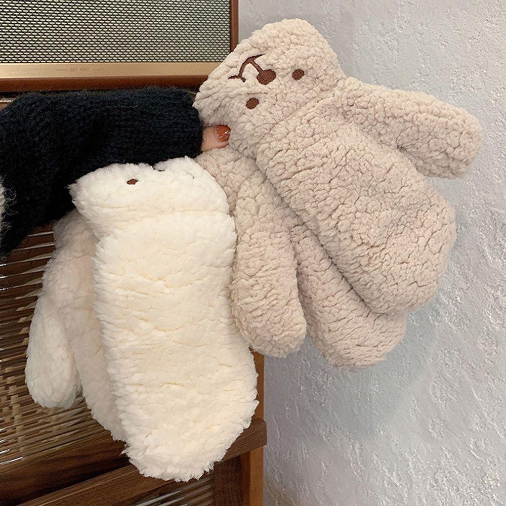 Girls Cute Windproof Plush Outdoor Thicken Women Winter Gloves Hanging Gloves Korean Mittens Bear
