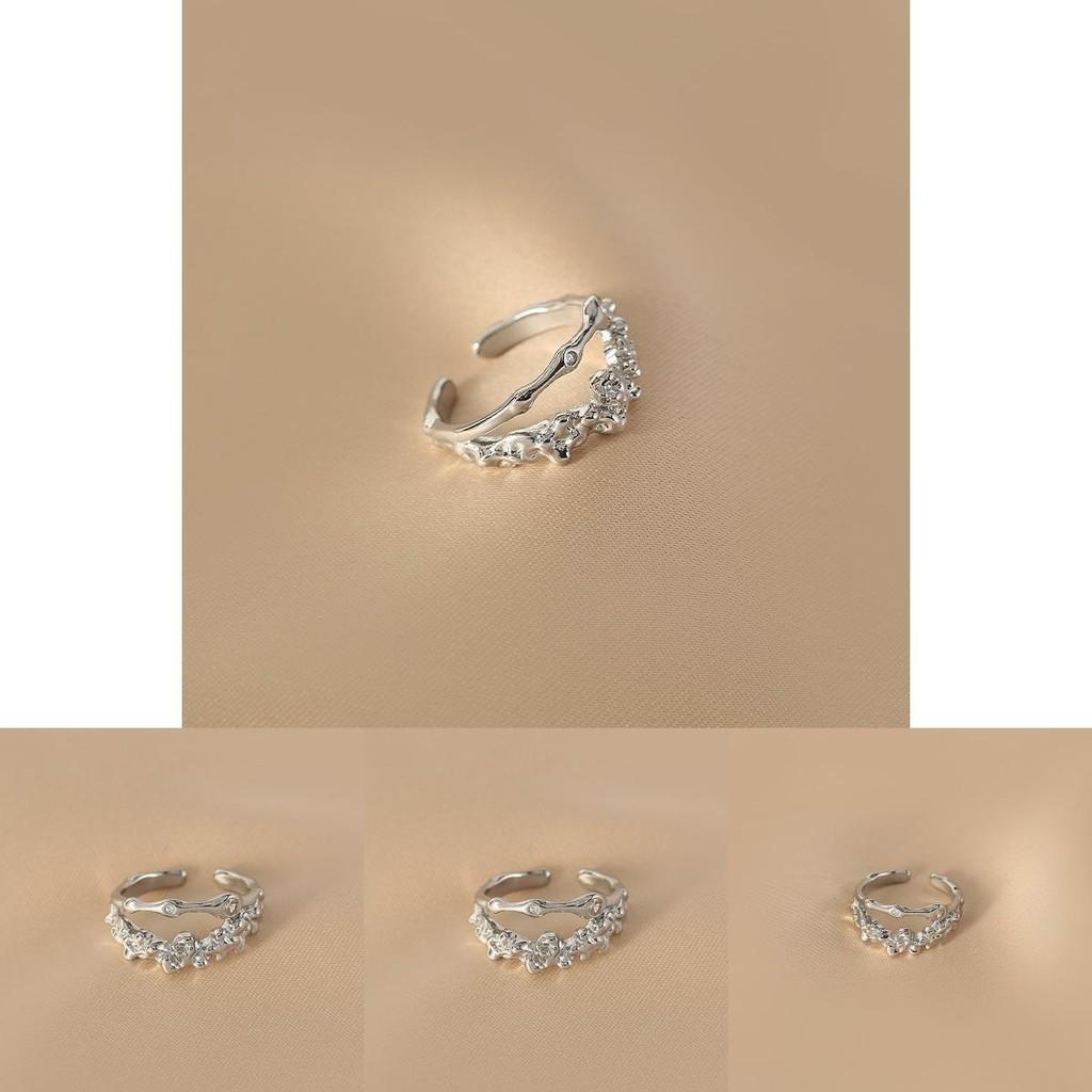 Elegant Korean Style Irregular Lava Ring For Women Adjustable Open Finger Ring