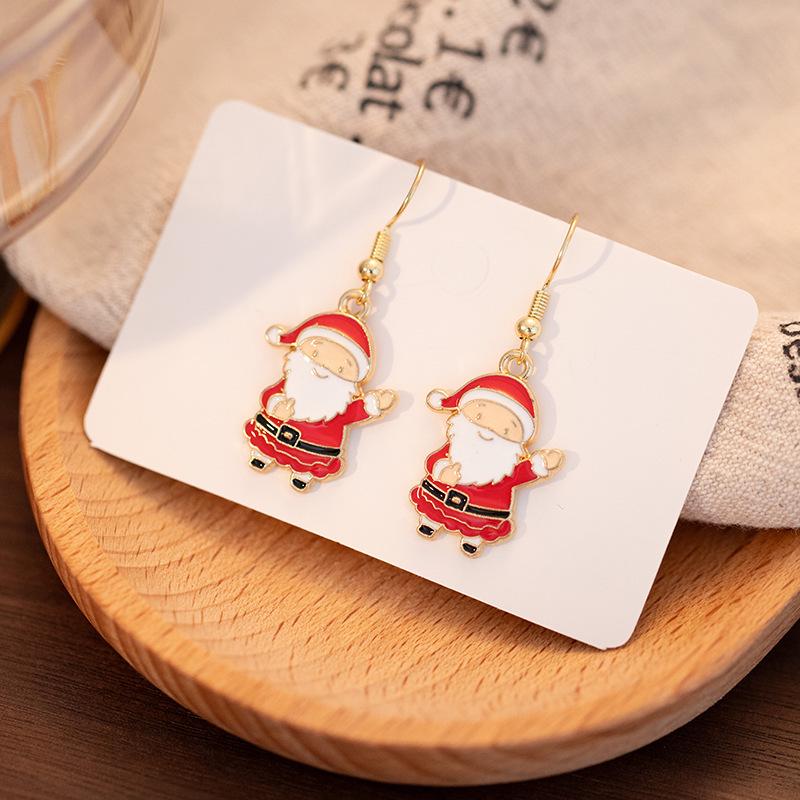 European Asymmetrical Santa and Snowman Christmas Earrings