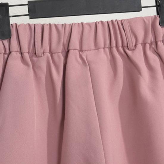 Women Shorts Elastic High Waist Button Zipper Fly Summer Suit Shorts with Pockets Solid Color