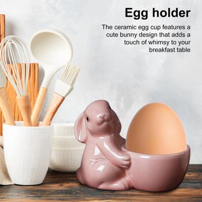Eierbecher mit Hasenmotiv aus Keramik, Frühstückstischdekoration, Eierhalter, Kaninchen-Eierständer