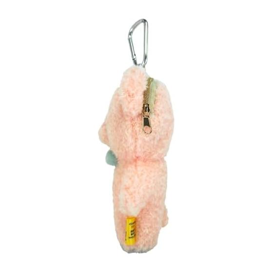 Sunlemon Fluffy Tatton Pass Pouch Bear PK 12 x 5 x 19cm Miscellaneous Goods/IC Card Holder/Small Items Carabiner/Reel Cord Included Animal Bear