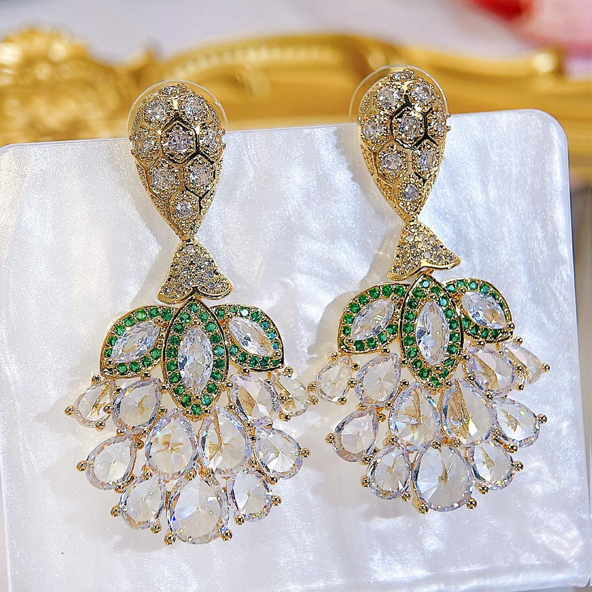 

Роскошные серьги CMM Heavy Industry в европейском и американском стиле для ужина, инкрустированные изысканным цирконием, большие серьги-капли золотой