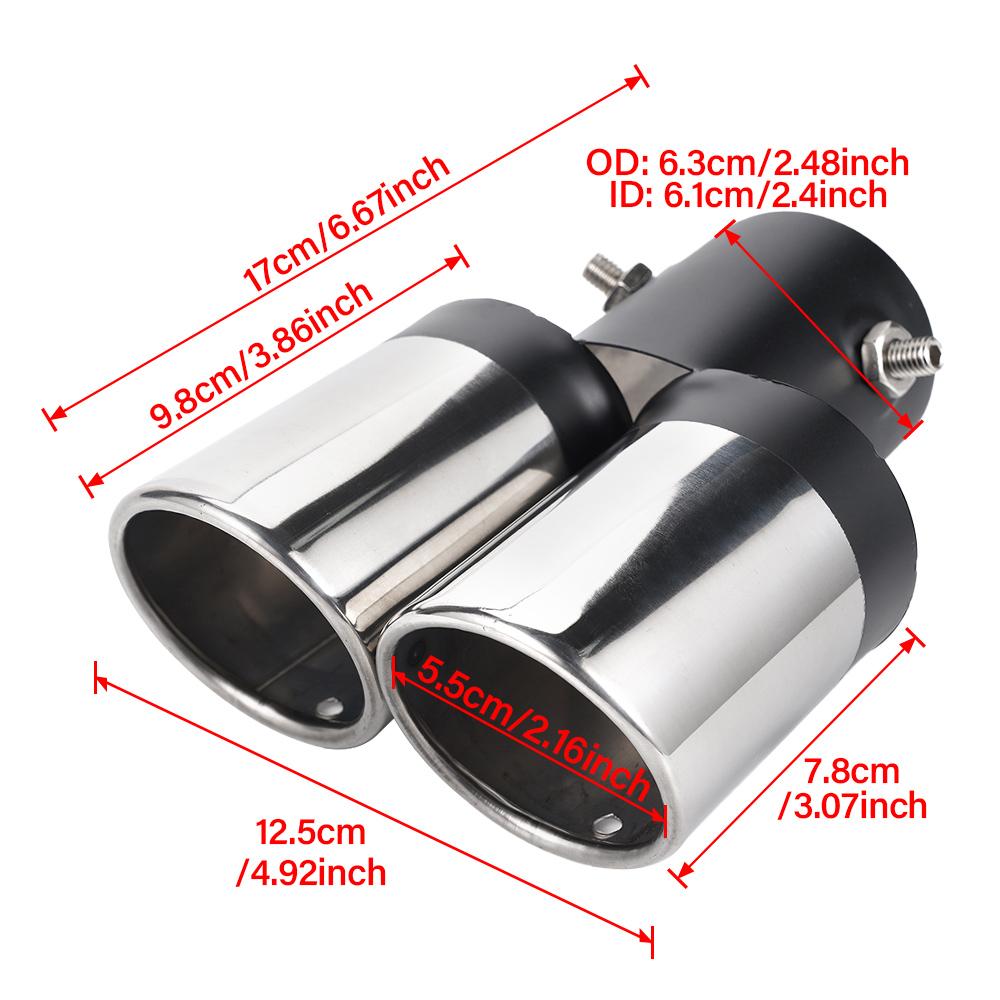 Univerzální tlumič výfuku pro auto Výfukové potrubí Koncovka výfuku Nerezová ocel Koncovka tlumiče pro auto Chromovaná Kulatá trubka Výfuková koncovka tlumiče