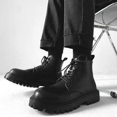 Stivali con plateau da uomo taglia grande per il tempo libero scarpe autunnali invernali nere stivaletto alla caviglia in vera pelle stile cowboy stivali corti belli zapatos