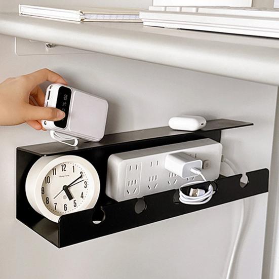 Office Desk Cable Organizer Box Under-Desk Router Power Strip Holder Wire Management Holder No Drilling Adhesive Cord Storage Container