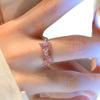Women's S925 Silver Pink Diamond Bow Ring – Luxury Princess Band, Adjustable Open Index Finger Ring