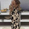 Women’s Sleeveless Backless Dress with Adjustable Straps Relaxed Fit Floral and Striped Print Casual Maxi Dress