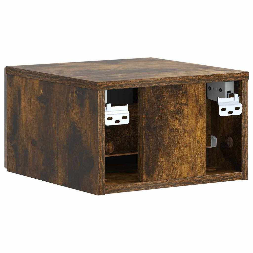 Wall Mounted Nightstand Smoked Oak 33 X 34.5 X 20 Cm