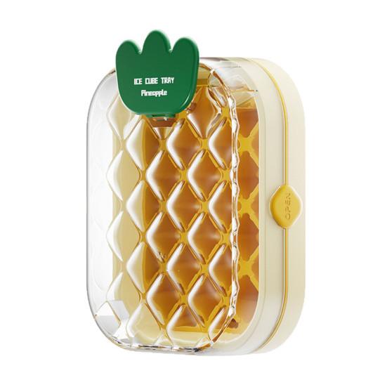 Press-Release Ice Cube Tray with Lid Storage Box BPA-Free Silicone Mold for Freezer Leak-Proof Stackable Ice Ice Maker for Home Party