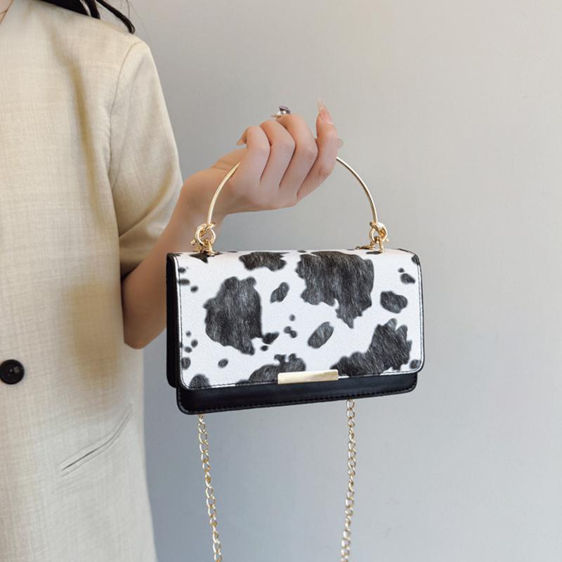 Yogodlns Women PU Leather Small Handbag Cow Print Crossbody Shoulder Bag for Work Daily Shopping Travel Phone Purse