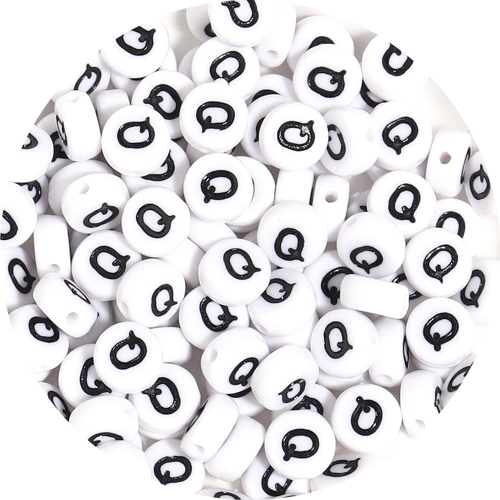 100Pcs 7mm Black White Acrylic Alphabet Beads Flat Round Loose Spacer Letter Beads For DIY Craft Bracelet Supplies Wholesale