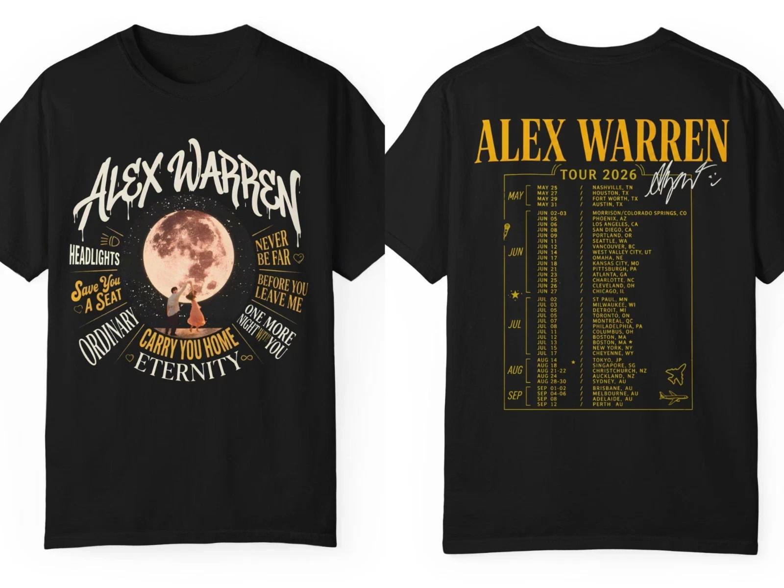 Футболка Alex Warren, Винтажная футболка с туром музыкального концерта 2026 S-5XL XXXXL