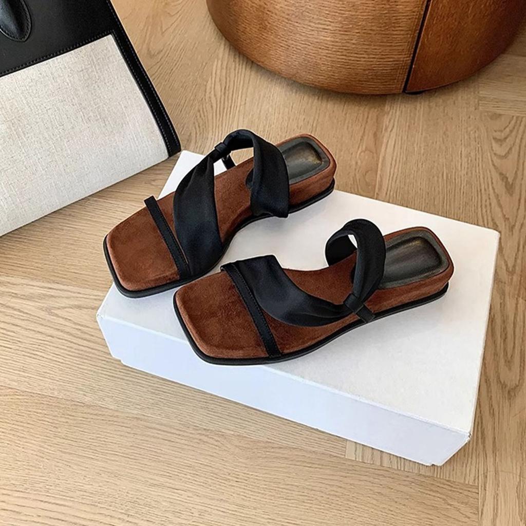 Yuanlitong summer new slope heel cool slippers women wear high-end temperament fairy style flat bottom sandals female versatile