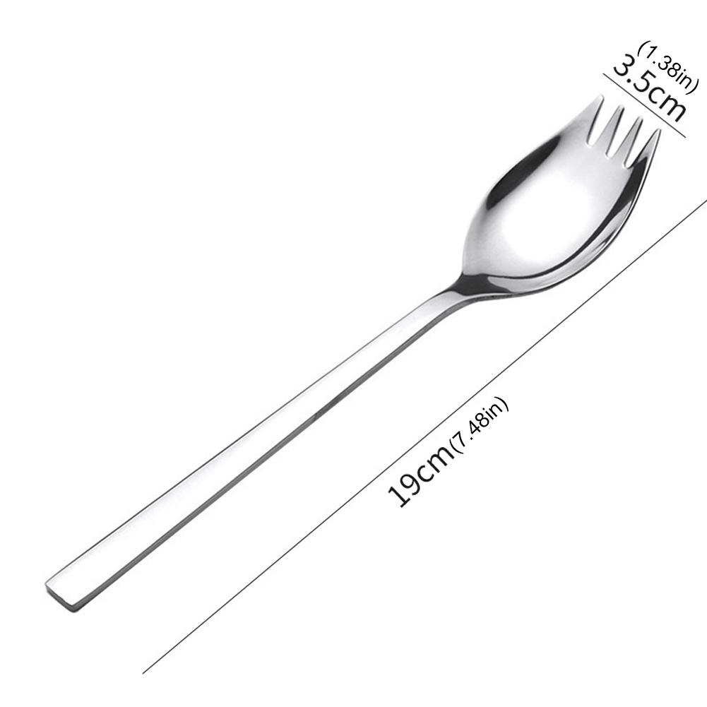 5Pcs Spork Stainless Steel Camping Tableware Long Handle Spoon Fork Silverware for Dessert Ice Cream Salad