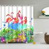 Bathroom Extra Long Fabric Flamingo Bath Shower Curtain With 12 Hooks