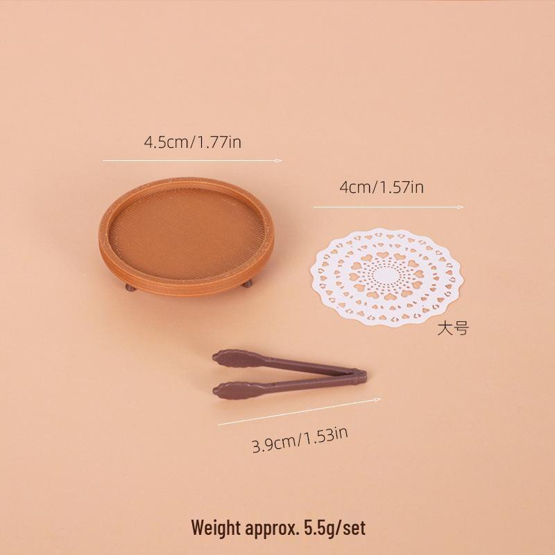 Dollhouse Miniature Food Set: Lace Mat, Tray, Bread Clip, Cake Decor Accessories
