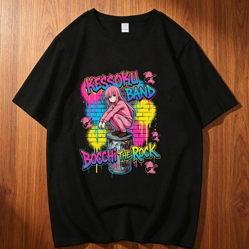 Bocchi the Rock cotton tshirt Unisex korean clothes hip hop s Breathable tshirt Punk University Yk kawaii graphic Pastel