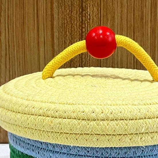 Storage Box with Lid Dust-Proof Organizer Colorful Cotton Thread Container for Bedside Table Dressing