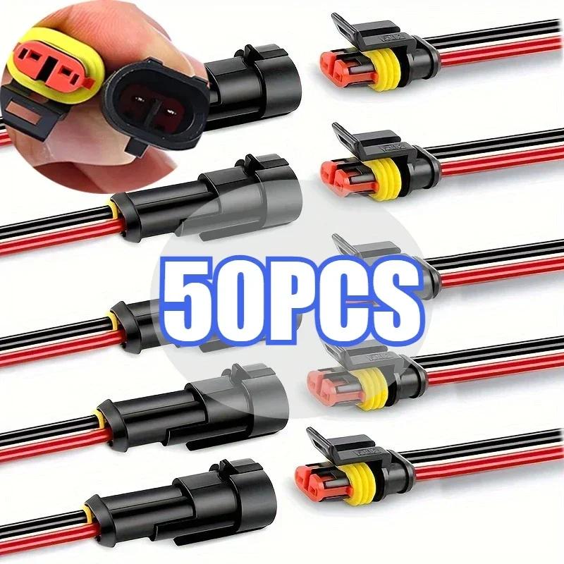 Waterproof 2 Pin Wire Connectors - 20 AWG Automotive Connector Kit for Car, Truck, Motorcycle, and Marine Boat