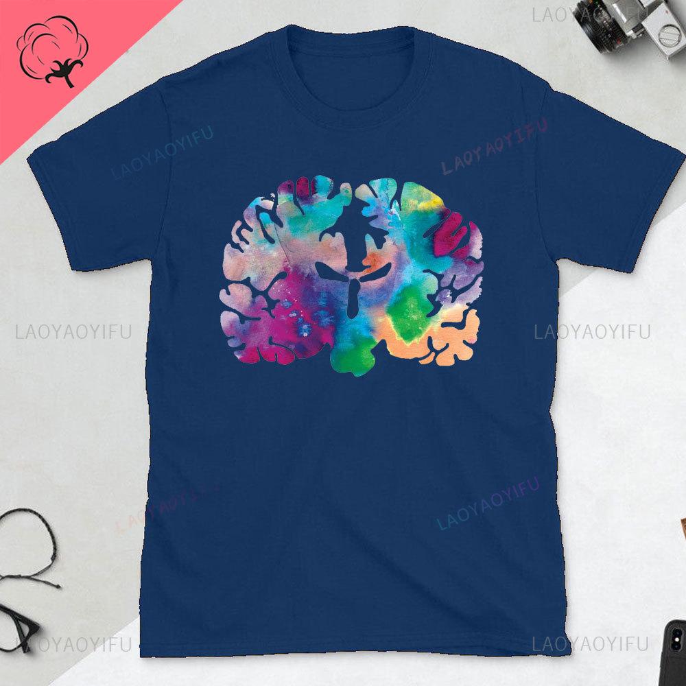 Funny Part of The Brain Color Chart High Quality Tshirt Neurology Print Harajuku Unisex Summer Short Sleeve Gift Tshirt Tops