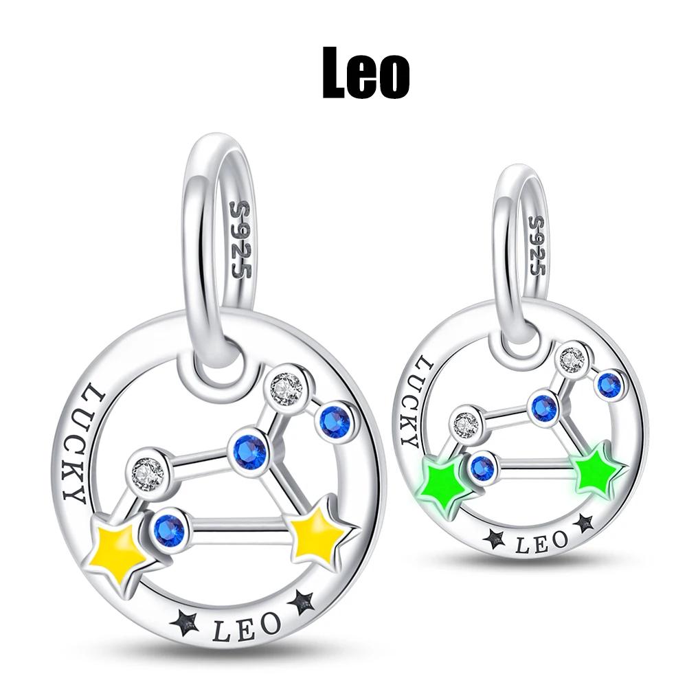 Charms Copper Luminous 12 Constellation Product Series Suitable For Bracelet Do-It-Yourself Women'S Pendant Charms For Jewelry Designing