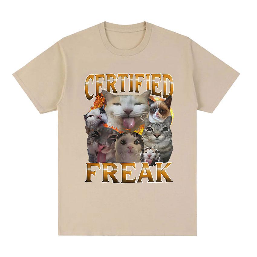 Funny Certified Freak Cat Meme T-Shirt Unisex Women Cute Humor Style Short Sleeve T Shirt Fashion High Quality 100% Cotton T-shirts