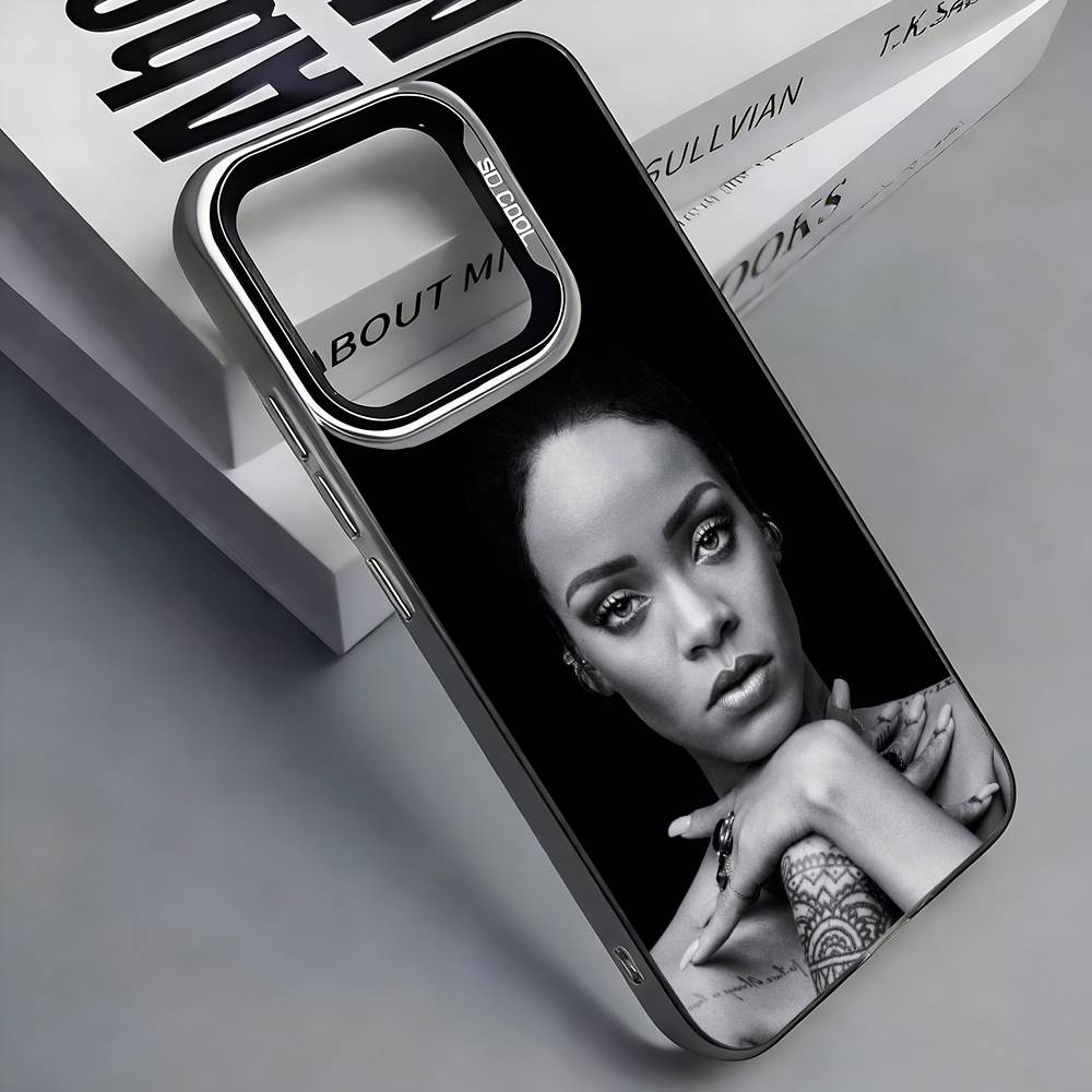 Singer R-Rihanna Phone Case For iPhone 17,16,15,14,13,12,11 Plus,Pro Max,Colored Silver Phone Case iPhone15plus