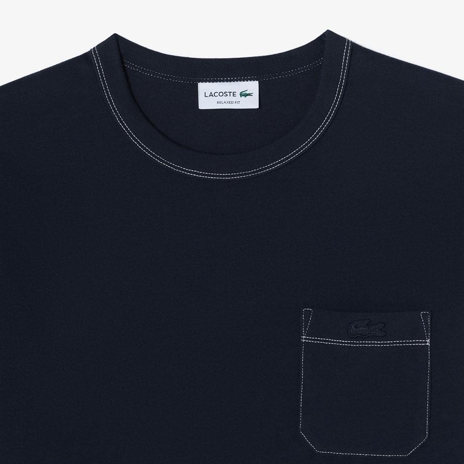 Lacoste Men's Stitch Crew Neck Pocket Long Sleeve Brushed T-shirt TH367E-55NHDE