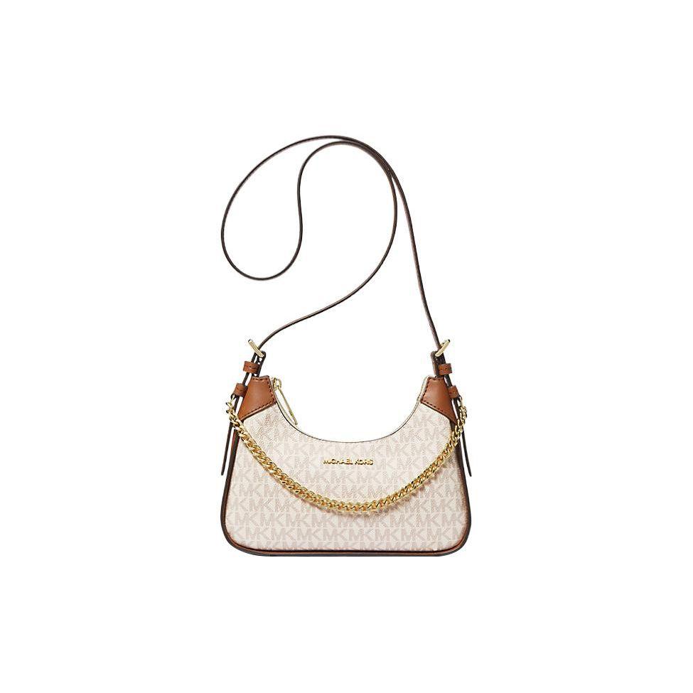 

Michael Kors Mk Wilma Classic Monogram Logo Chain Zip Closure Coated Canvas Crossbody Bag Small Women Crossbody Bag Vanilla Brown 35H3G3WC5B-VANILLA Basic Set (Bag+Dust Bag)