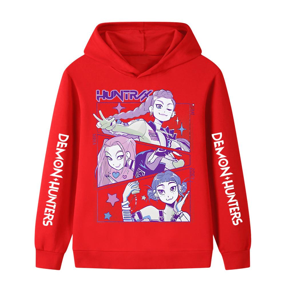 B1196XX Kids Boys Girls Kpop Rumi Zoey Mira Huntrix Print Long Sleeves Hoodie