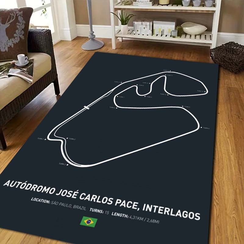 Dywanik Mat Dywanik z Wzorem Toru Wyścigowego 3D Silverstone/Laguna Seca Wystrój Domu Mata Podłogowa Antypoślizgowa Mata Powitalna