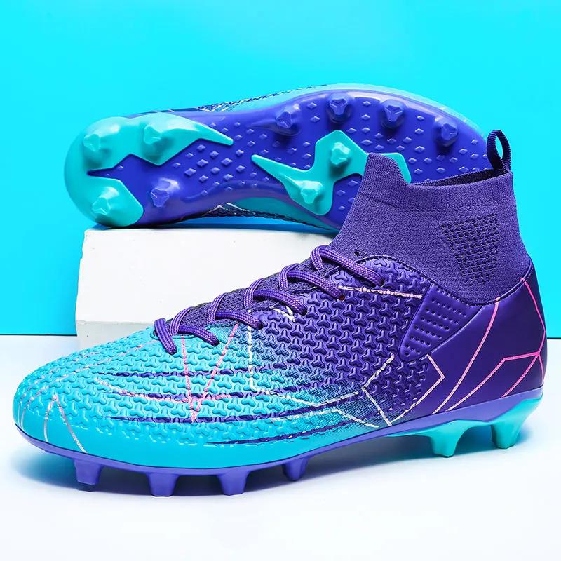 New Professional High Top Football Shoes Artificial Grass Leather Youth Students Training Soccer Shoes for Men And Women Sports