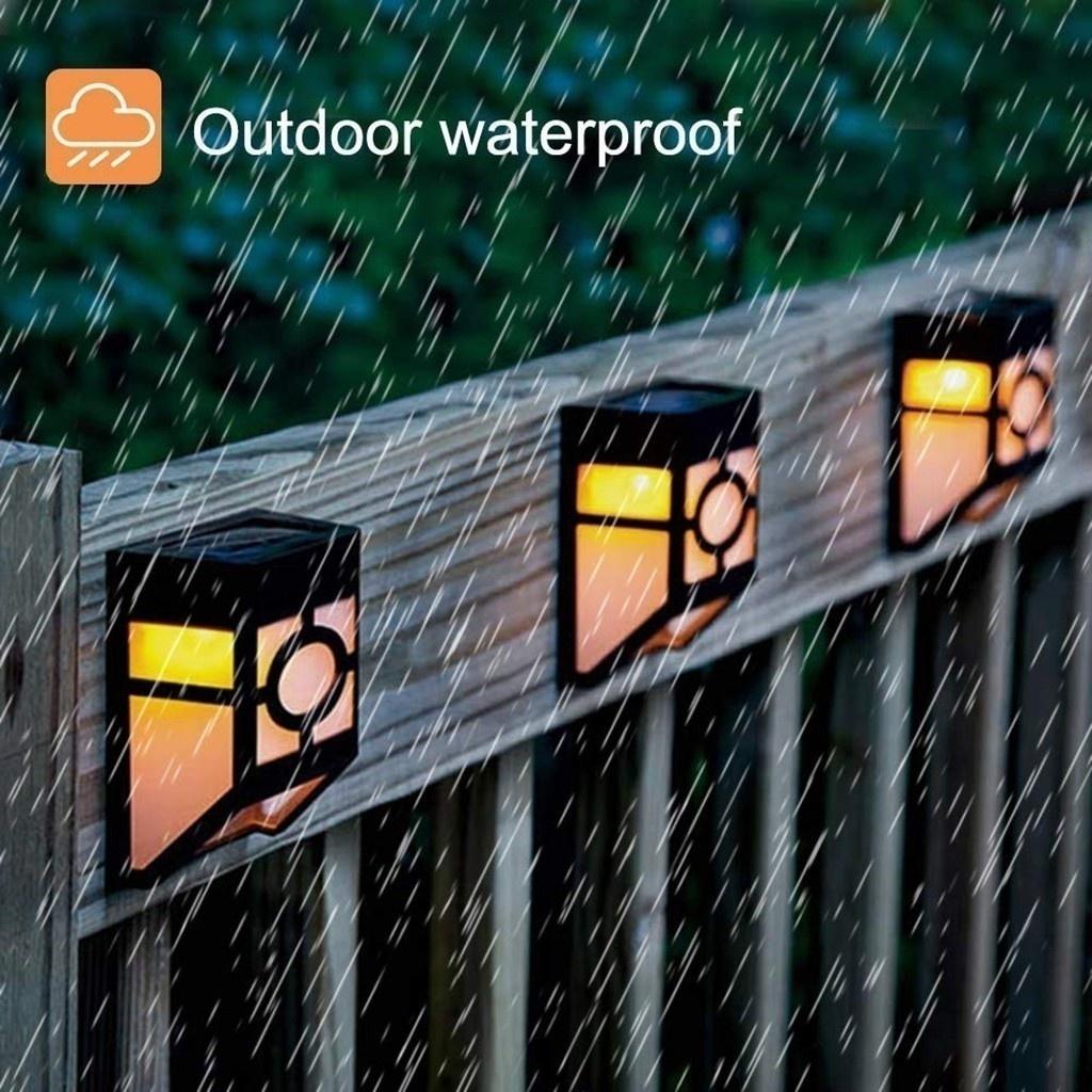 Solar Fence Lights Outdoor, 2 LED Wall Lights Retro Style Lamp Lights Waterproof  for Deck Fence Patio Front Door Stair Landscape Yard