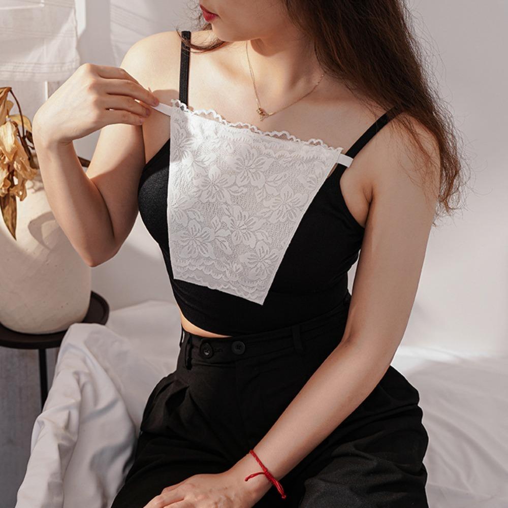 

Прозрачный кружевной цветочный антибликовый топ-труба двухслойный пристегивающийся женский топ-комбинезон