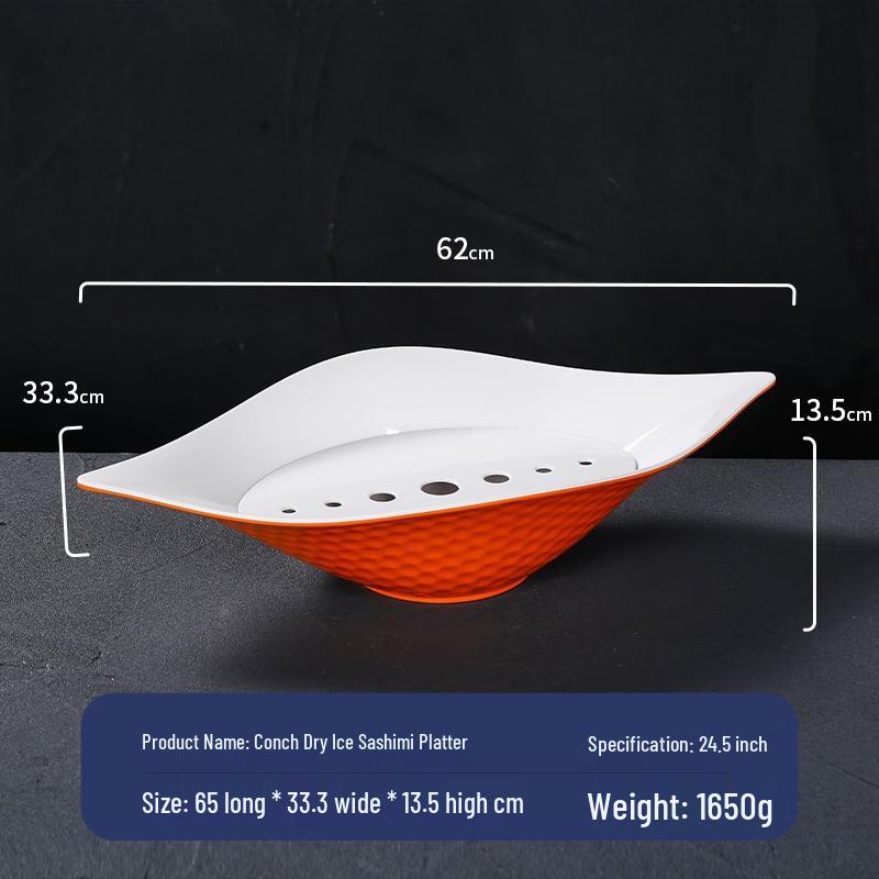 Japanese Style Melamine Conch-Shaped Sashimi Dry Ice Display Plate