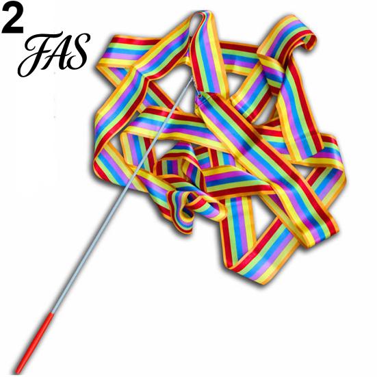 4M Colorful Dance Ribbon Gym Rhythmic Art Gymnastic Streamer Twirling Rod Stick