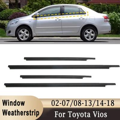 4Pcs Window Weatherstrips For Toyota Vios Side Door Moulding Rubber Trim Seal Belts for 2002-2007/ 2008-2013/ 2014-2018 Seals