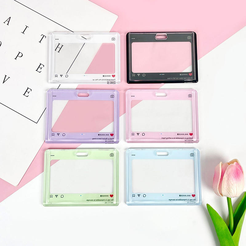 Dialog Box Transparent Card Cover Student Cartoon Slider Card Pack Game Card ID Card Set Pendant Anti-lost Card Holder