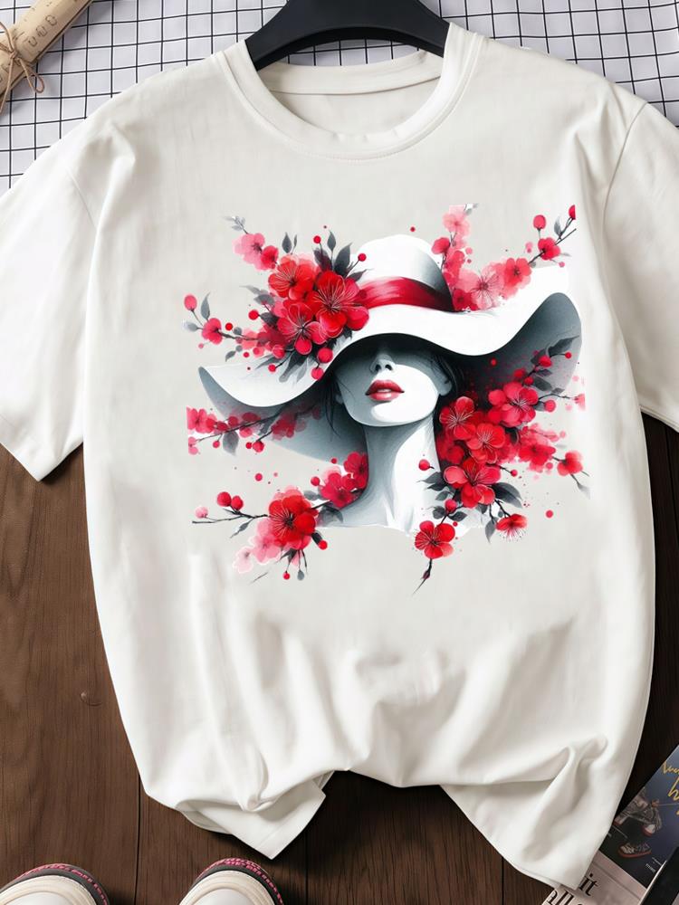 (Asian Size) trend watercolor cute Print O-neck Short Sleeve T-shirts Fashion Female Casual Women's Top T Clothing  Graphic Tee