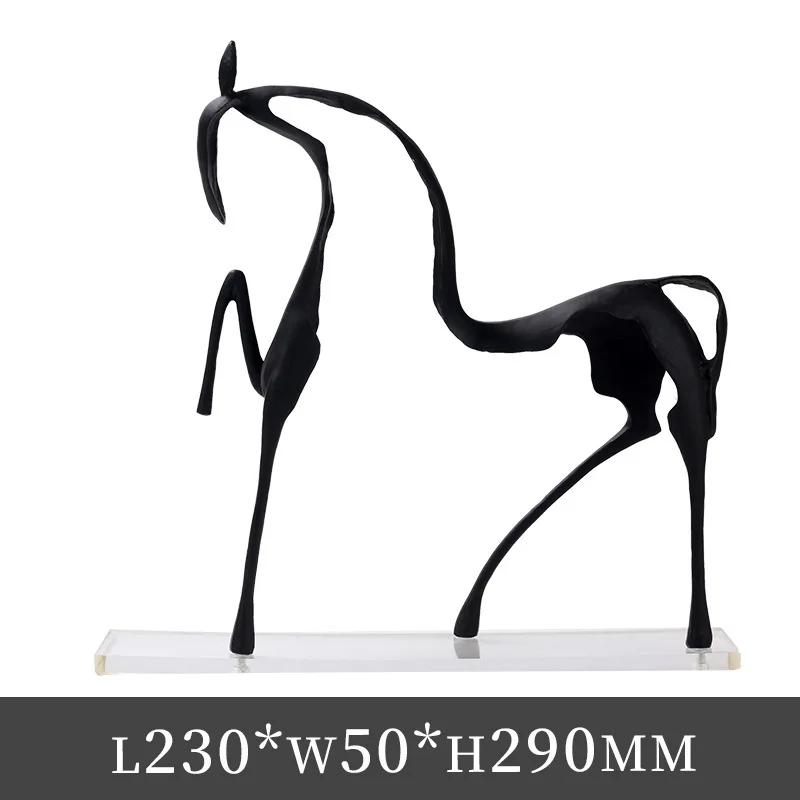 Metal Handicrafts Abstract Animal Sculpture Hollowed-out Horse Golden Horse Metal Figurine Home Decoration Accessories
