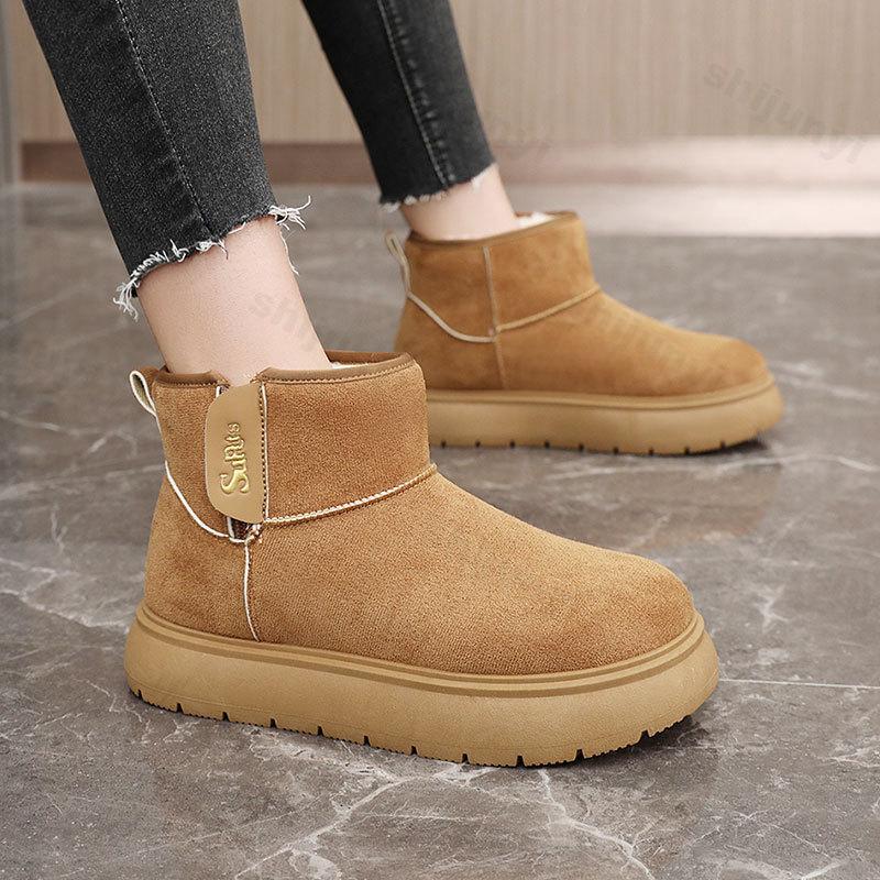 Women Snow Boots 2026 Winter Platform Vintage Warm Plush Chunky Cotton Shoes Fashion Non Slip Outdoor Ankle Boots Botas Mujer