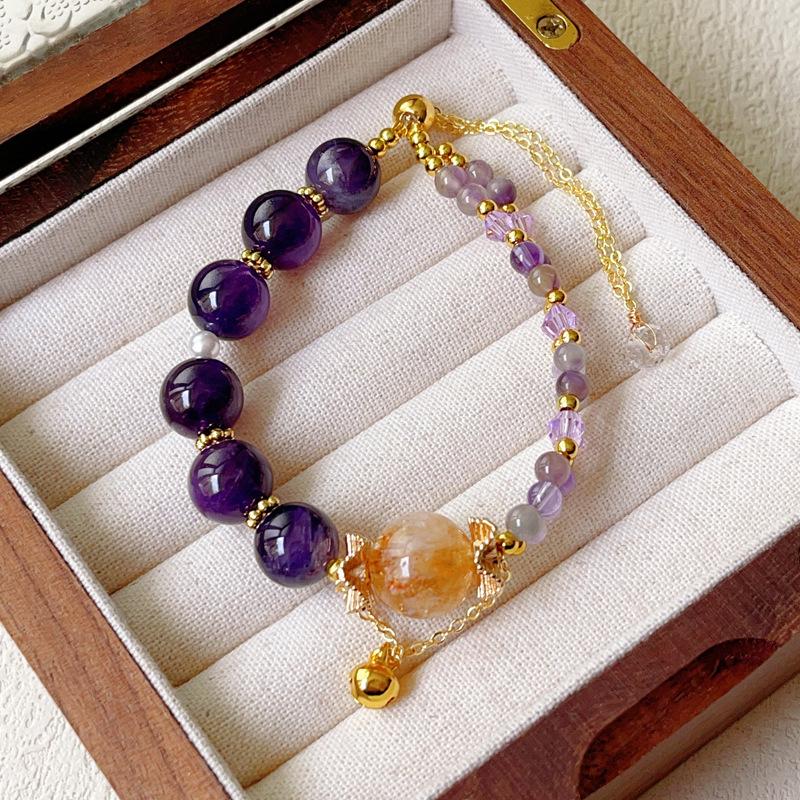 

Crystal Purple Titanium Ghost Huangta Crystal Original Design Double Layer Bracelet Adjustable Hand Circle Women s Jewelry