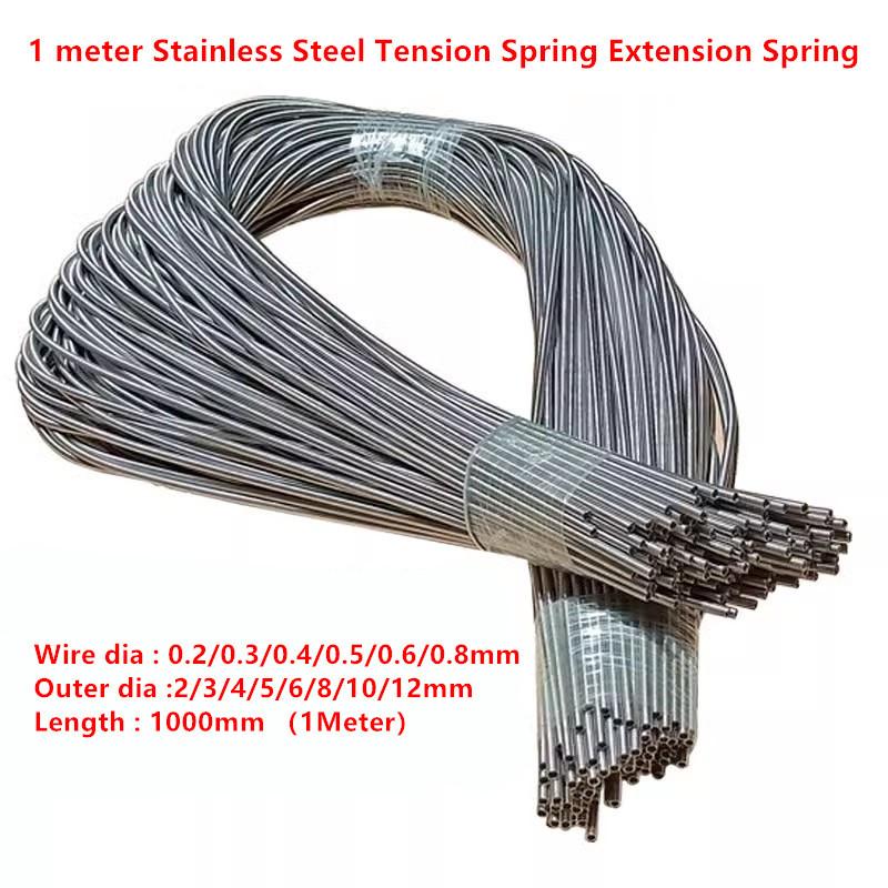 1pc 1mm 1.2mm 1.5mm 2mm Stainless Steel Super Long Tension Spring Extension Spring Wire Diameter Length 1000mm 1.2mm