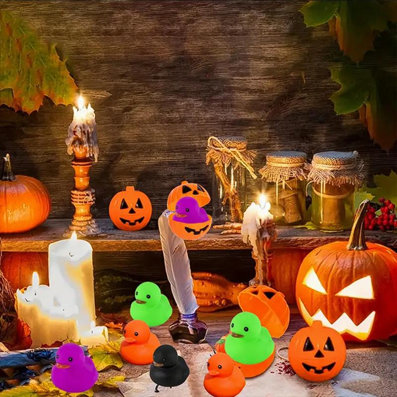 12/24 Set Halloween Rubberen Eendjes, Met Pompoen Doos Halloween Feest Bedankjes Halloween Mand Vulling, Cadeau Uitwisseling