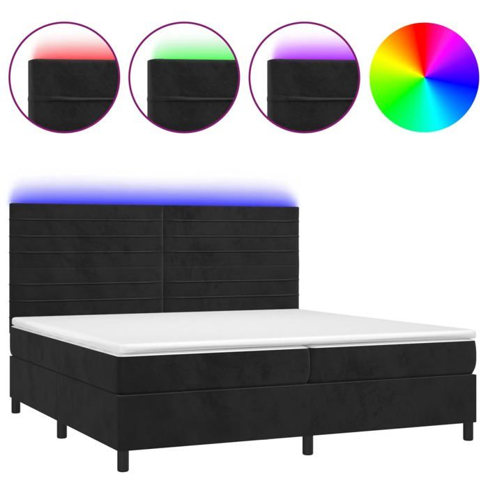 VidaXL Sommier à Lattes de Lit avec Matelas LED, Lit Rembourré, Lit Double, Lit Adulte de Chambre à Coucher Intérieur, 3136205