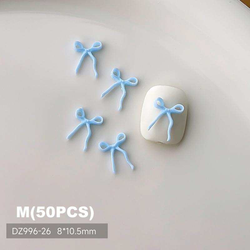 50 Pcs For DIY Manicure And Salon Decoration Soft Mini Bow Shape Nail Art Charms Mix Color 3D Bowknot Resin Accessories