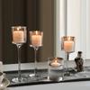 3PCS/SET Long Clear Glass Candle Stick Holder for Table Decor Transparent Candelabra for Home Party Decorative Accessories
