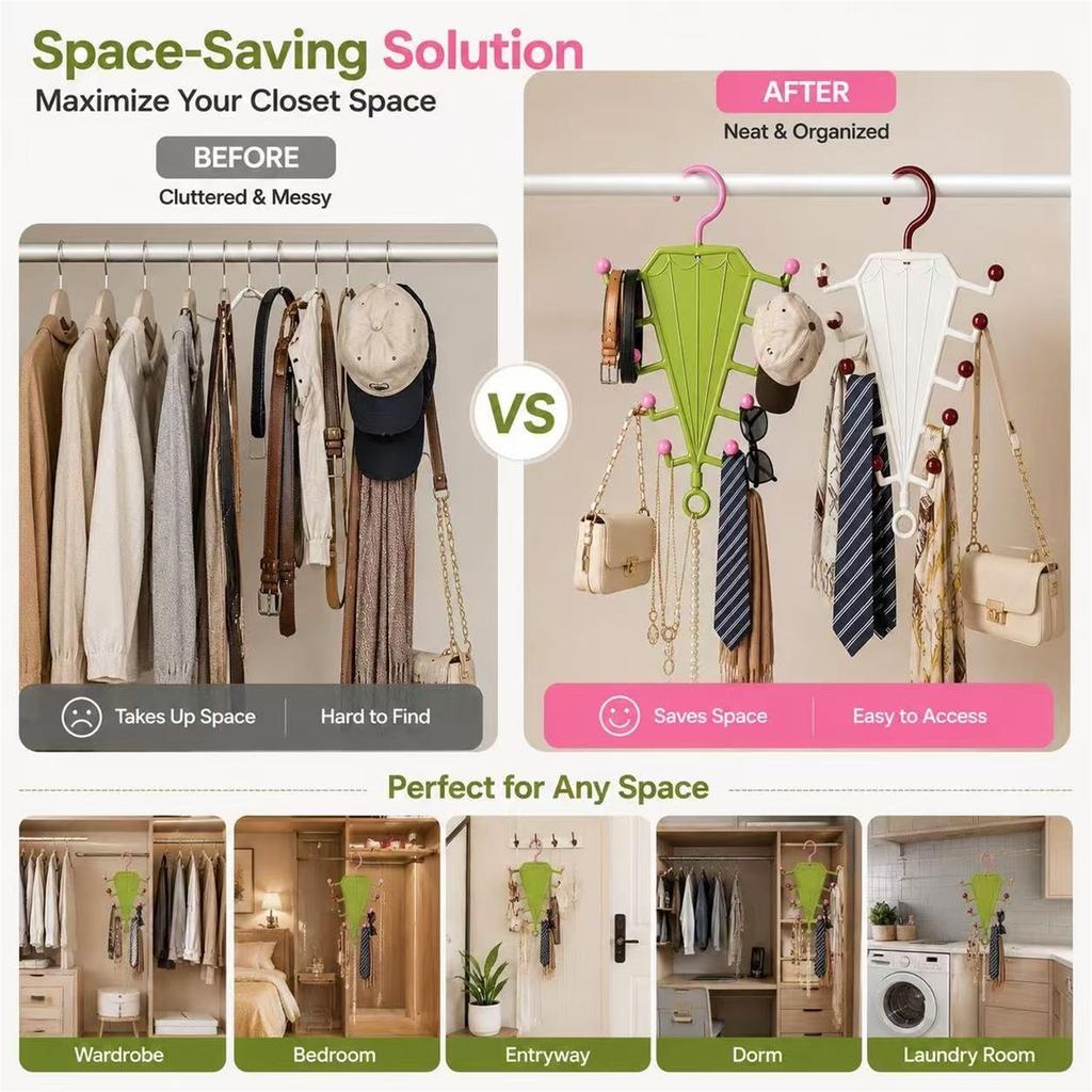 V-Shape Double-Sided Clothes Hanger for Belts, Ties, Scarves and Hats - Closet Storage Rack